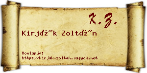 Kirják Zoltán névjegykártya