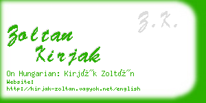 zoltan kirjak business card